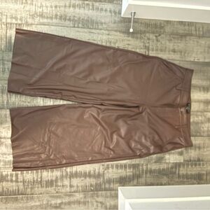 Banana republic faux brown leather wide leg pants size 31/12